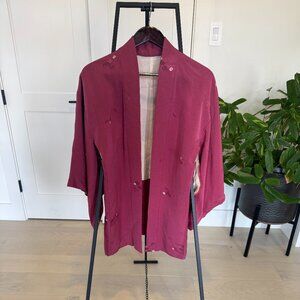 Vintage Authentic Silk Short Kimono OS